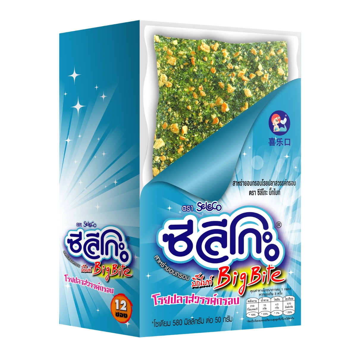 ซีลีโกะ Big Bite สาหร่ายอบกรอบ โรยปลาสวรรค์กรอบ 12 ซอง/กล่อง ( ขนาด 48 กรัม )